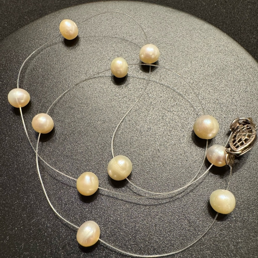 Floating Pearl Necklace - 16” - Picture 4 of 6